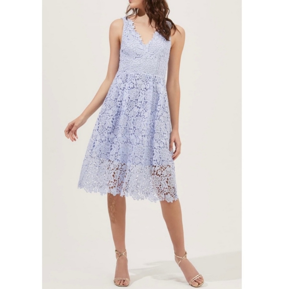 NWT ASTR the Label Perwinkle Lace Crochet Eyelet V Neck Dress